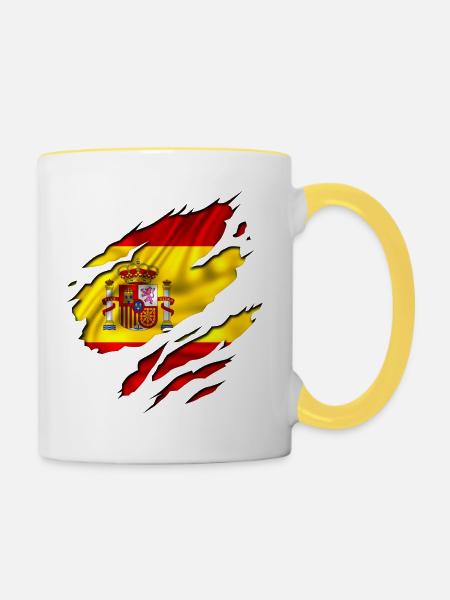 españa flagge spain - Tasse zweifarbig - Weiß/Gelb