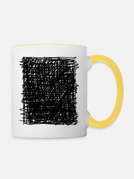 Black Square - Tasse zweifarbig - Weiß/Gelb