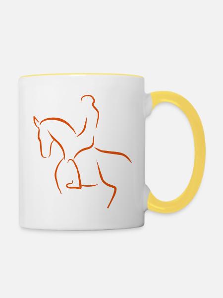 dressurpferd - Tasse zweifarbig - Weiß/Gelb