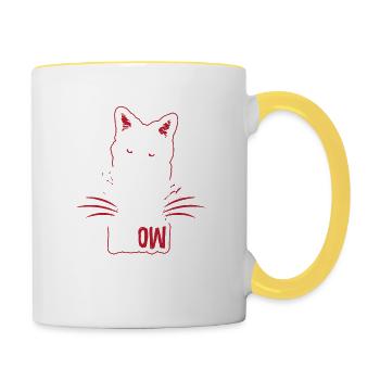 Cat evil angry cats Miau cat holder gift - Contrasting Mug - white/yellow - Right