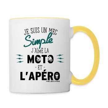motorcycle and aperitif - gift - Contrasting Mug - white/yellow - Right