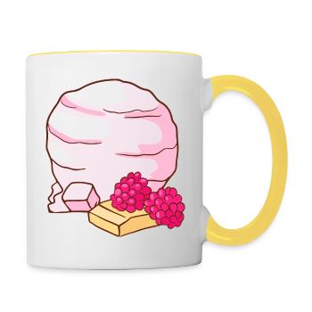 Himbeer Eis Speiseeis Eiskrem Eiscreme Kugeleis - Tasse zweifarbig - Weiß/Gelb - Rechts