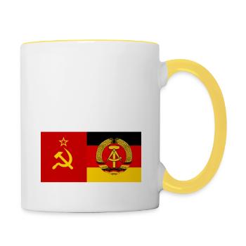 DDR Spruch Geschenk Ossi Sowjetunion - Tasse zweifarbig - Weiß/Gelb - Rechts