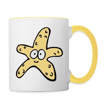 Seestern - Tasse zweifarbig - Weiß/Gelb - Rechts