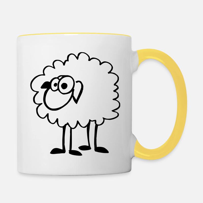 Funny sheep - Contrasting Mug - white/yellow