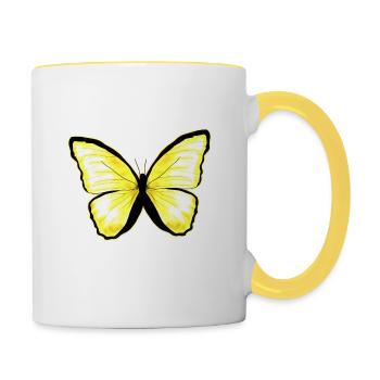 Butterfly yellow citrus butterfly - Contrasting Mug - white/yellow - Right