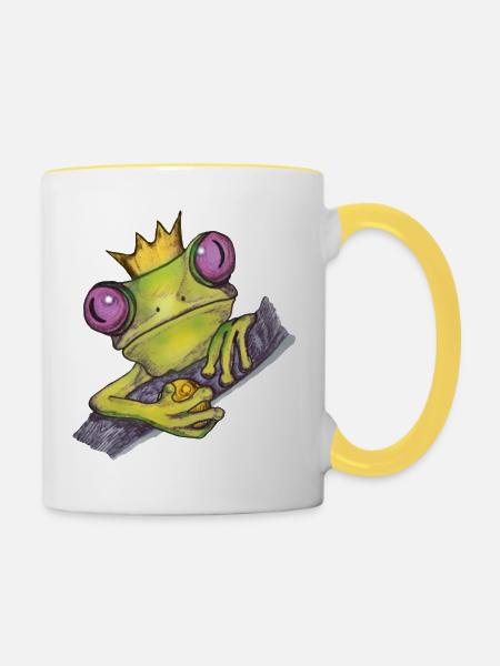 Froschkoenig - Tasse zweifarbig - Weiß/Gelb