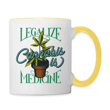Smoke weed everyday - Contrasting Mug - white/yellow - Right