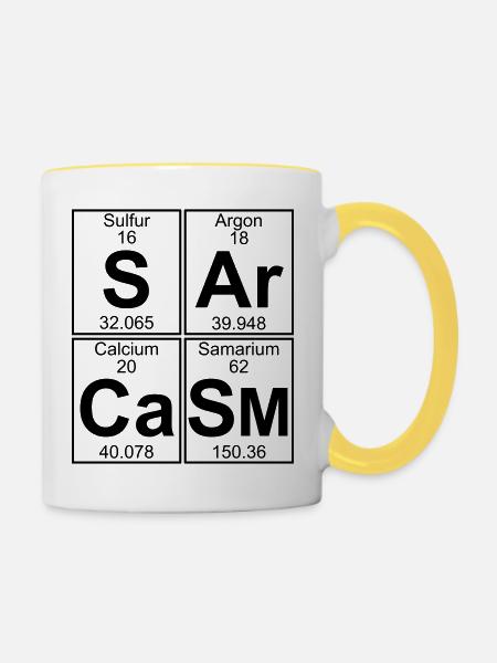 S-Ar-Ca-Sm (sarcasm) - Full - Tasse zweifarbig - Weiß/Gelb