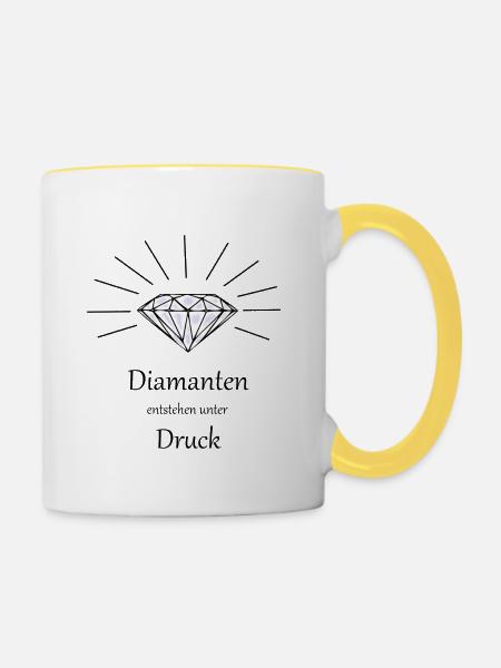 Diamanten entstehen unter Druck - Tasse zweifarbig - Weiß/Gelb