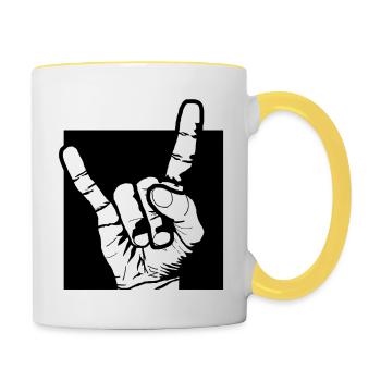 Fourchette à Pommes Heavy Metal - Mug contrasté - blanc/jaune - Droite