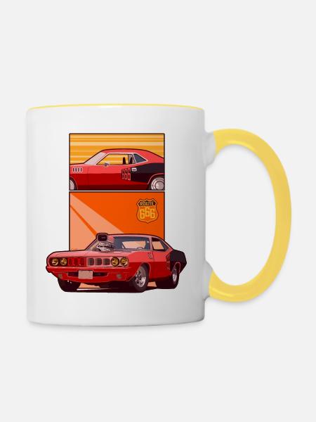 Route 666 - Tasse zweifarbig - Weiß/Gelb