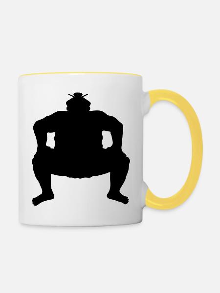 sumoringer sumo wrestler asian japanese sport r - Contrasting Mug - white/yellow