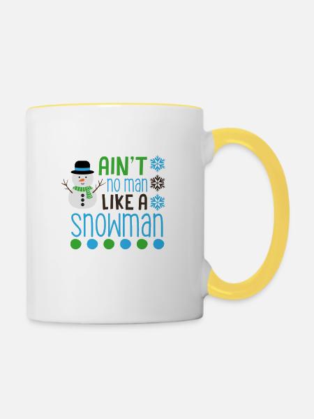 Schneemann - Tasse zweifarbig - Weiß/Gelb