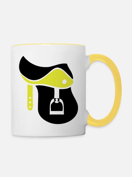sattel_02 - Tasse zweifarbig - Weiß/Gelb