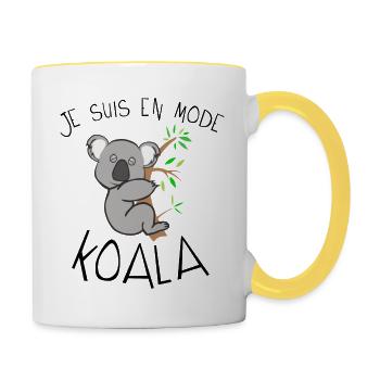 koala citation en mode dort dormir humour - Mug contrasté - blanc/jaune - Droite