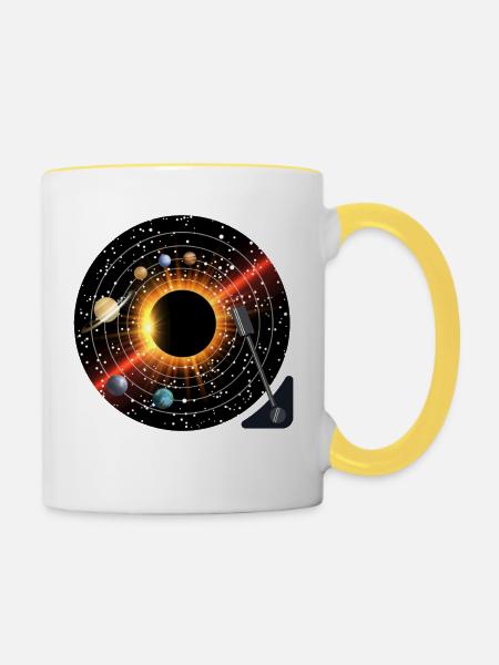 Planeten Rekord - Tasse zweifarbig - Weiß/Gelb