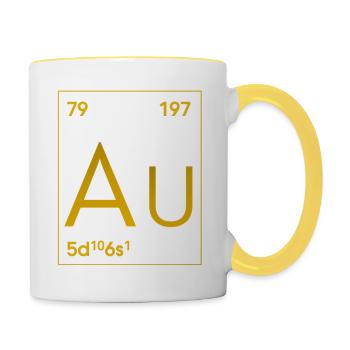 Guld som et element Aurum - Tofarvet krus - hvid/gul - Højre