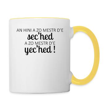 Bretagne - Sec'hed ha yec'hed - Mug contrasté - blanc/jaune - Droite