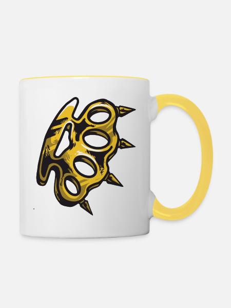 Schlagring - Tasse zweifarbig - Weiß/Gelb