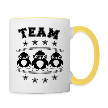 Équipe Pingouins Amis - Mug contrasté - blanc/jaune - Droite