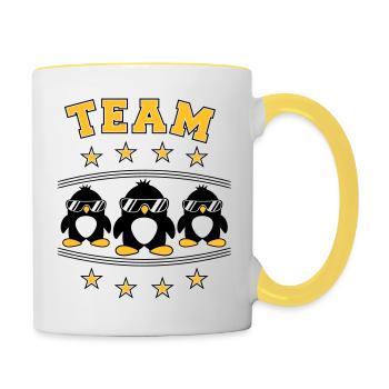 Les amis de l’équipe des pingouins - Mug contrasté - blanc/jaune - Droite