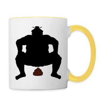 Tas de lutte sumo - Mug contrasté - blanc/jaune - Droite