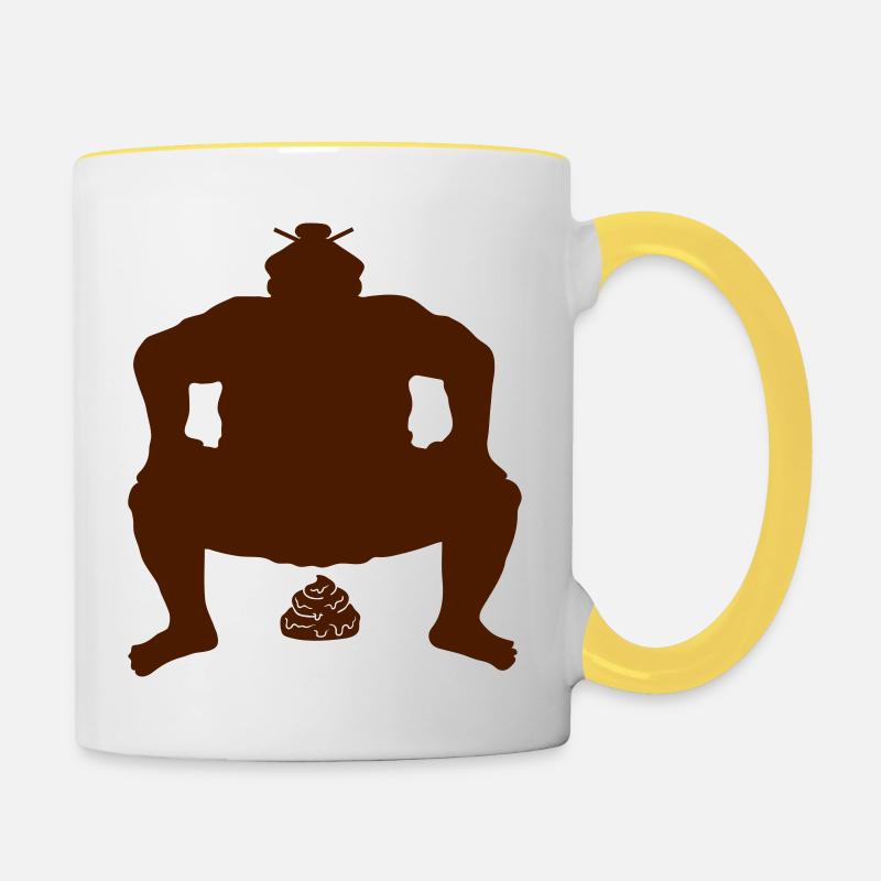 Häufchen Sumo Ringer - Tasse zweifarbig - Weiß/Gelb