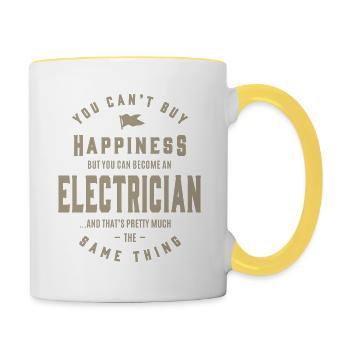 Électricien - Mug contrasté - blanc/jaune - Droite