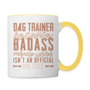 Hundeerziehungsdesign für Hundetrainer Cool Dog-Wa - Tasse zweifarbig - Weiß/Gelb - Rechts