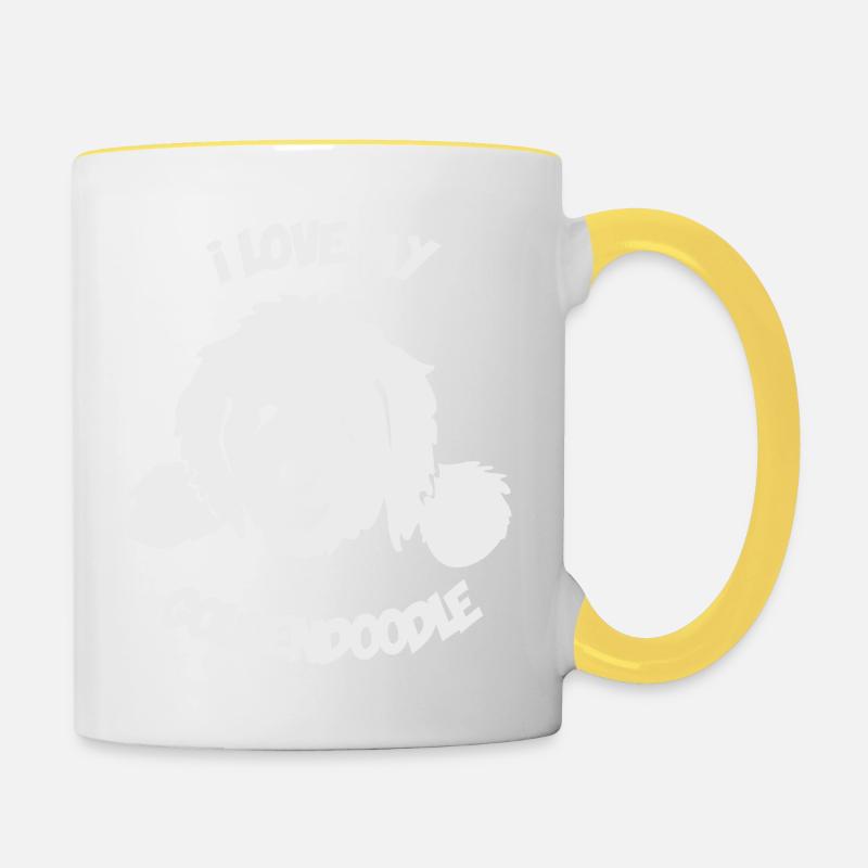 Doodle Goldendoodle Labradoodle Chien - Mug contrasté - blanc/jaune