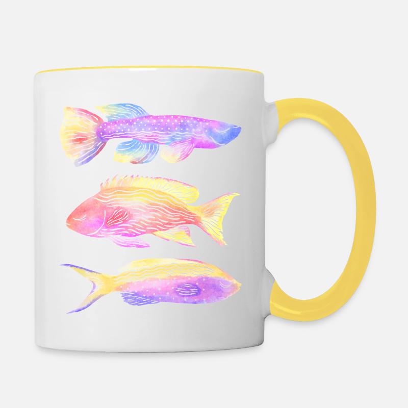 exotic fish - Contrasting Mug - white/yellow