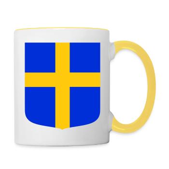Shield flag Sweden - Contrasting Mug - white/yellow - Right