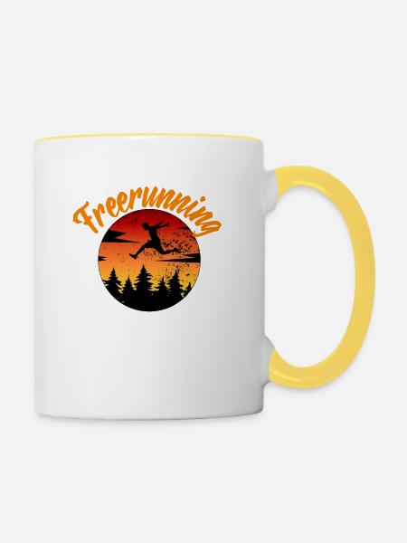 freerunning - Tasse zweifarbig - Weiß/Gelb