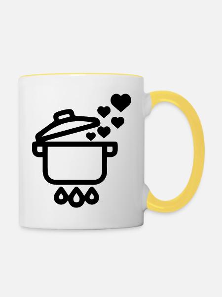Kochen backen Food Kitchen - Tasse zweifarbig - Weiß/Gelb