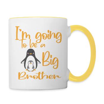 Promu à Big Bro Funny I’m Going To Be A Big Br - Mug contrasté - blanc/jaune - Droite