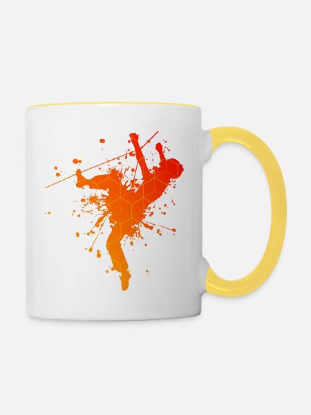 Boulder Herren Klettern Kletterer Bouldern - Tasse zweifarbig - Weiß/Gelb
