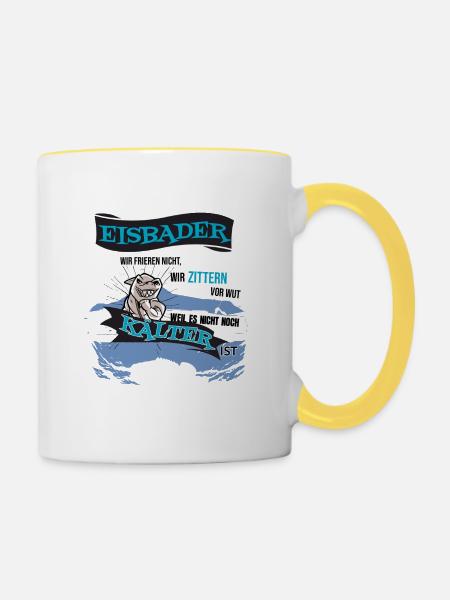 Eisbader Frieren nicht, Winterbader - Tasse zweifarbig - Weiß/Gelb