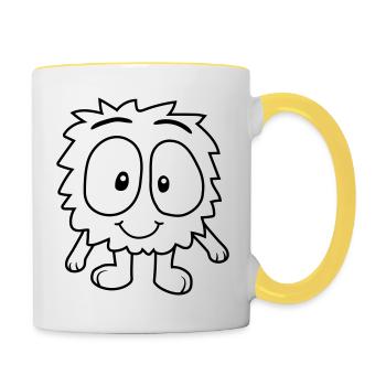 Design Monstre Mignon - Mug contrasté - blanc/jaune - Droite