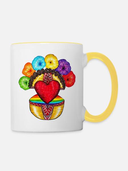 Motanka . Pride-Parade. - Tasse zweifarbig - Weiß/Gelb