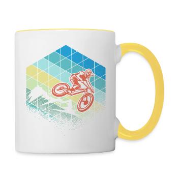 downhiller hexagon - Tasse zweifarbig - Weiß/Gelb - Rechts