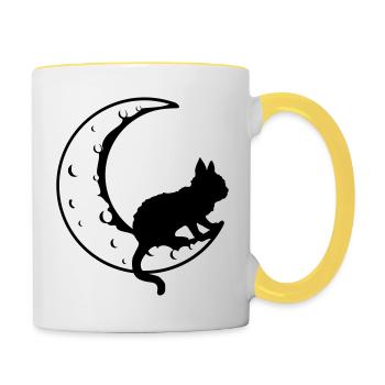 Black Cat Sickle Moon - Contrasting Mug - white/yellow - Right