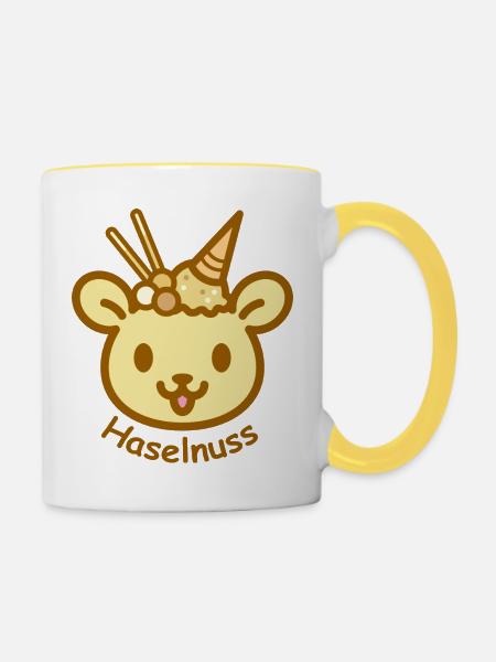 Eisbär Haselnuss - Tasse zweifarbig - Weiß/Gelb