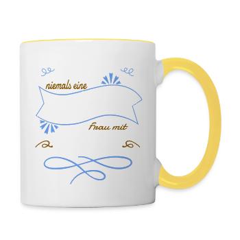 women lieben power zitat oma beziehung - Tasse zweifarbig - Weiß/Gelb - Rechts