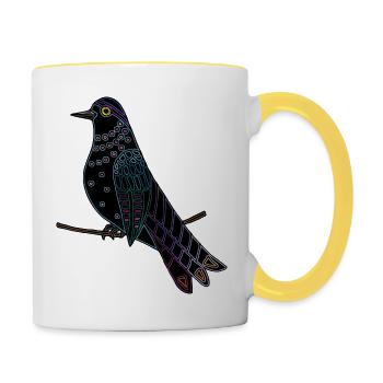 Oiseau - Mug contrasté - blanc/jaune - Droite