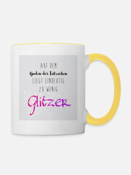 think glitter - Tasse zweifarbig - Weiß/Gelb
