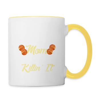 Basketball Mom - Contrasting Mug - white/yellow - Right