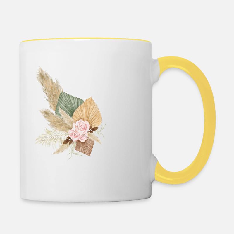 Buchstabe L geblümt - Tasse zweifarbig - Weiß/Gelb