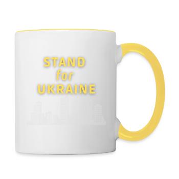Stand for Ukraine Peace Freedom War - Tasse zweifarbig - Weiß/Gelb - Rechts