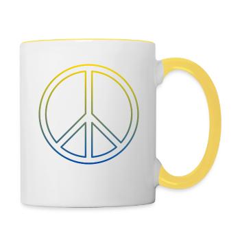 Symbole de la paix mondiale Paix mondiale Ukraine Russie - Mug contrasté - blanc/jaune - Droite